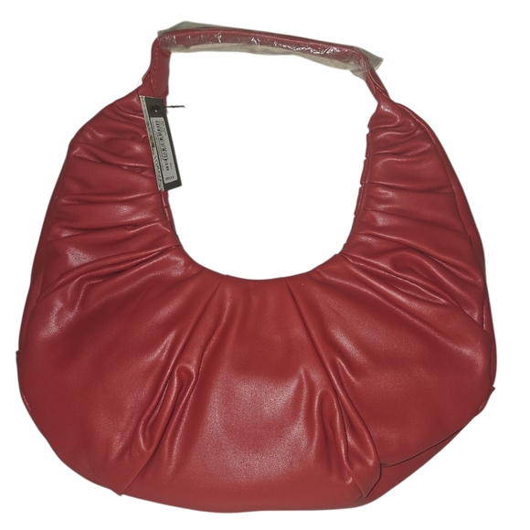 Badgley Mischka Vegan Leather Pleats Shoulder Bag in Red – RETAIL$129 - Picture 2 of 5